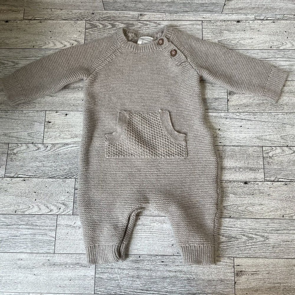 Just One You Neutral Esthetic Knit Sweater Romper Baby Size Newborn